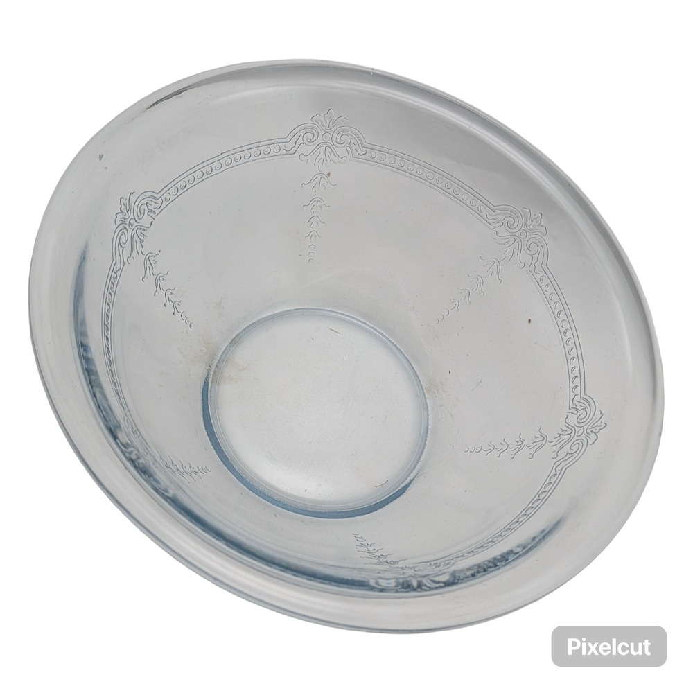 VINTAGE FIRE KING SAPPHIRE BLUE PHILBE pattern GLASS MIXING BOWL ROLLED EDGE 7" - Picture 6 of 7